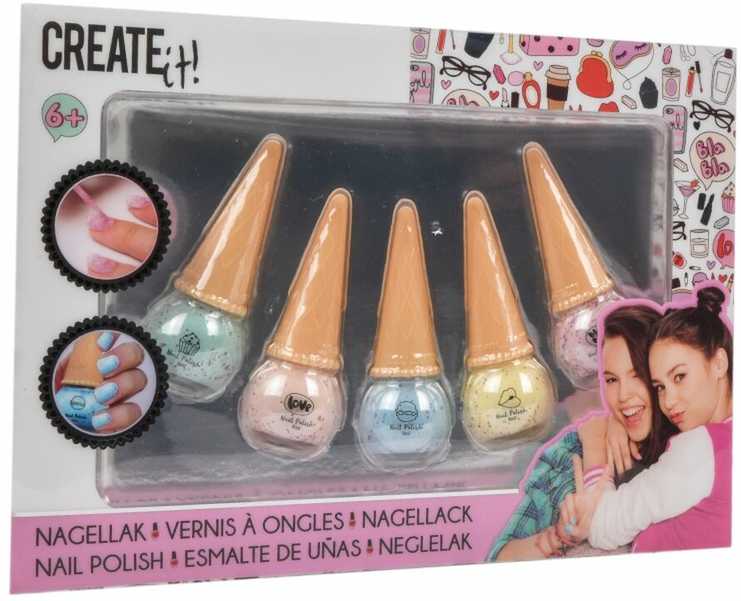 Nagų lakai su blizgučiais Ice Kreminis Create it 5 vnt