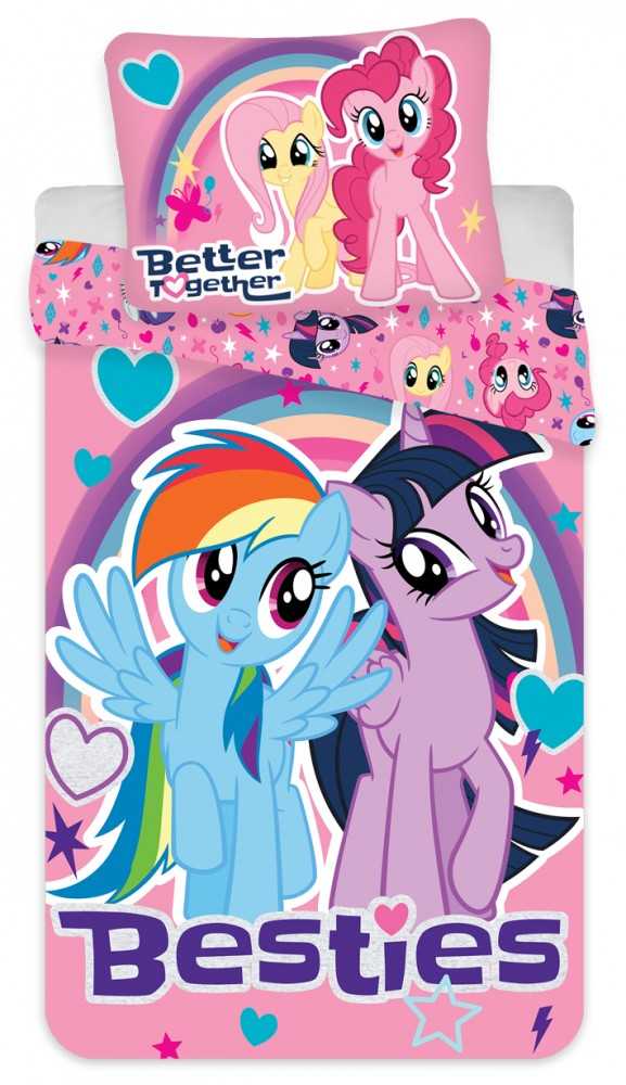 Patalynė bawełniana 140x200 Kucyki Pony My Little rózowa 7079 poszewka 70x90 dziecięca besties