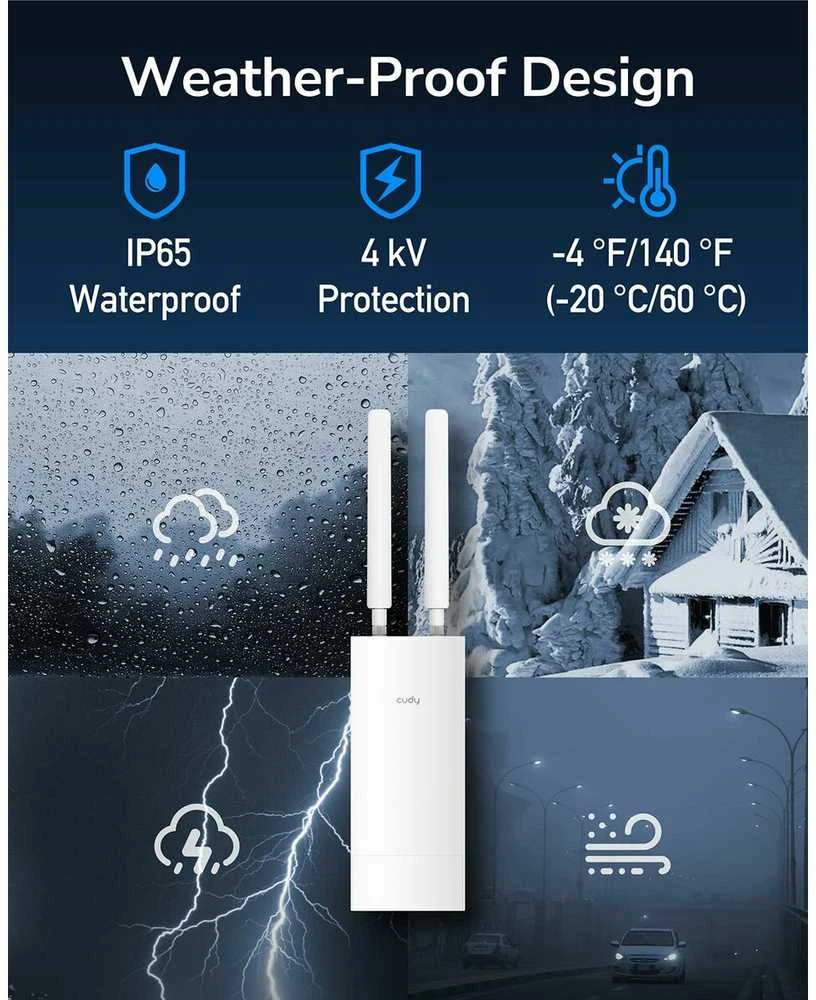 „Cudy“ vidinis/išorinis 4G Cat 6 AC1200 Wi-Fi maršrutizatorius, LT700 lauko 1.0 belaidis maršrutizatorius, gigabito eterneto dviejų dažnių (2,4 GHz / 5 GHz) Baltas