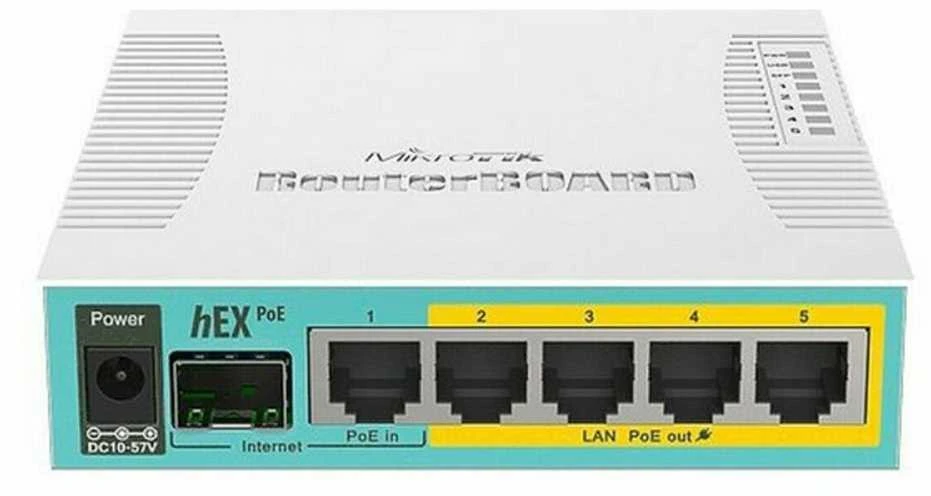 Mikrotik Laidinis Ethernet maršrutizatorius RB960PGS, hEX PoE, CPU 800MHz, 128MB RAM, 16MB, 1xSFP, 5xGigabit LAN, 1xUSB, Maitinimo išvestis 2-5 jungtyse, Srovė: 1A maks. vienam prievadui; 2A maks. bendra, RouterOS L4 | MikroTik | hEX PoE maršrutizatorius | RB960PGS | Nėra „Wi-Fi“ | 10/100/1000 Mbit/s | Ethernet LAN (RJ-45) jungtys 5 | Tinklo palaikymas: Ne | MU-MiMO: Ne | Nėra mobiliojo plačiajuosčio ryšio | 1xUSB | 12 mėn.