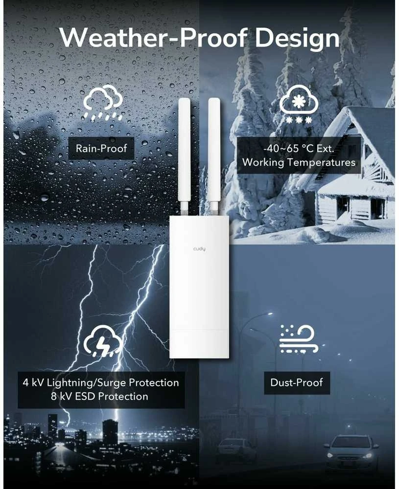 Maršrutizatorius „Cudy AP1300“ lauko 1167 Mbit/s Baltas maitinimas per Ethernet (PoE)