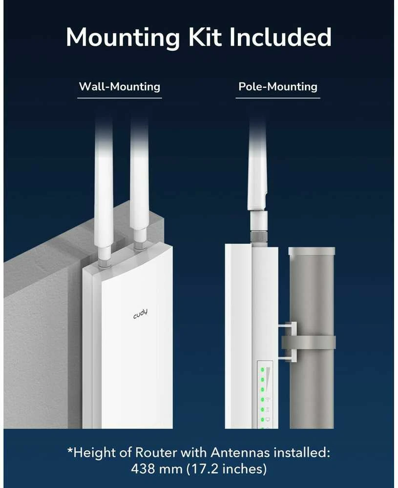 Maršrutizatorius „Cudy AP1300“ lauko 1167 Mbit/s Baltas maitinimas per Ethernet (PoE)