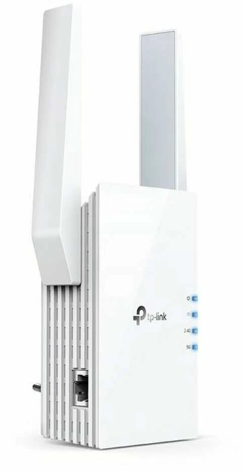 TP-LINK AX1500 „Wi-Fi 6“ diapazono plėtiklis „Broadcom 1.5GHz“ trijų branduolių procesorius, 2 išorinės antenos, jungiamas prie sienos.