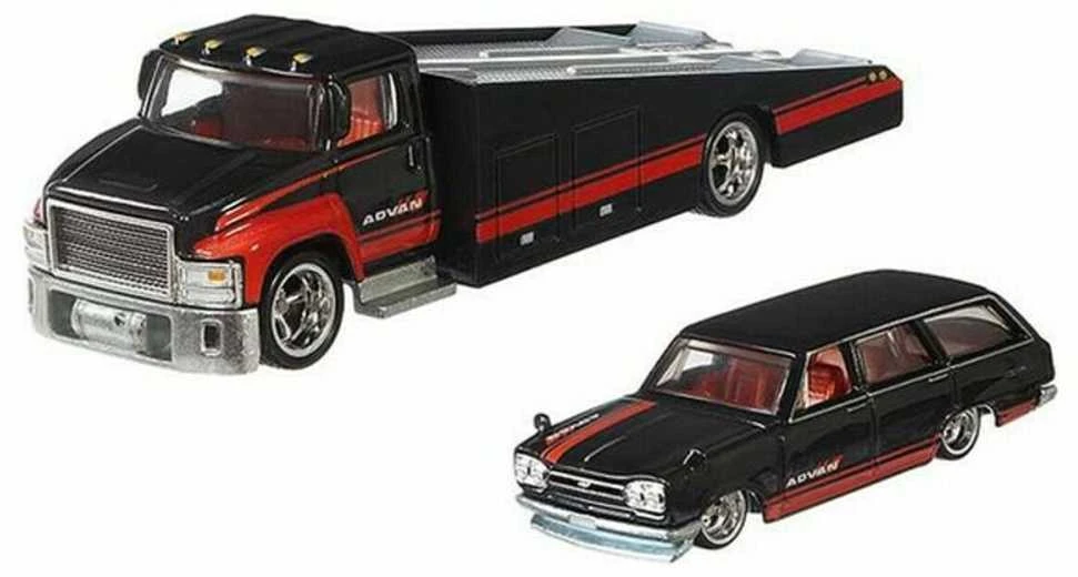 Mattel HOT WHEELS automodeliukų rinkinys – vilkikas ir lenktyninis automobilis (FLF56)