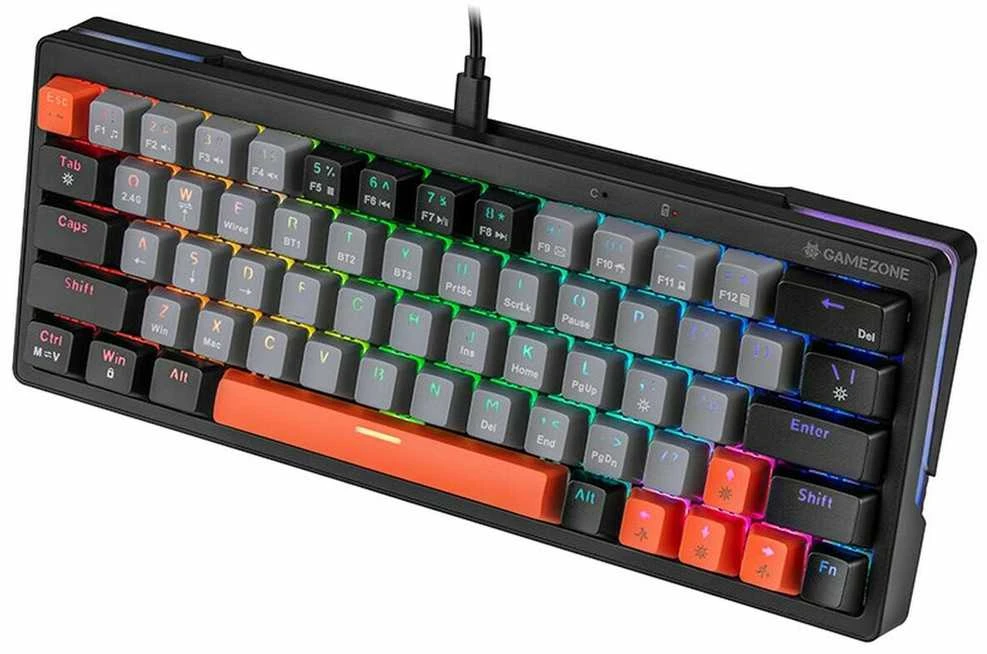 Klaviatūra žaidimams Tracer GameZone Evo1 Hot Swap TNT Linear Switches belaidė mechaninė su pašvietimu pilka