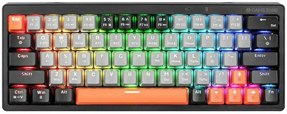 Klaviatūra žaidimams Tracer GameZone Evo1 Hot Swap TNT Linear Switches belaidė mechaninė su pašvietimu pilka