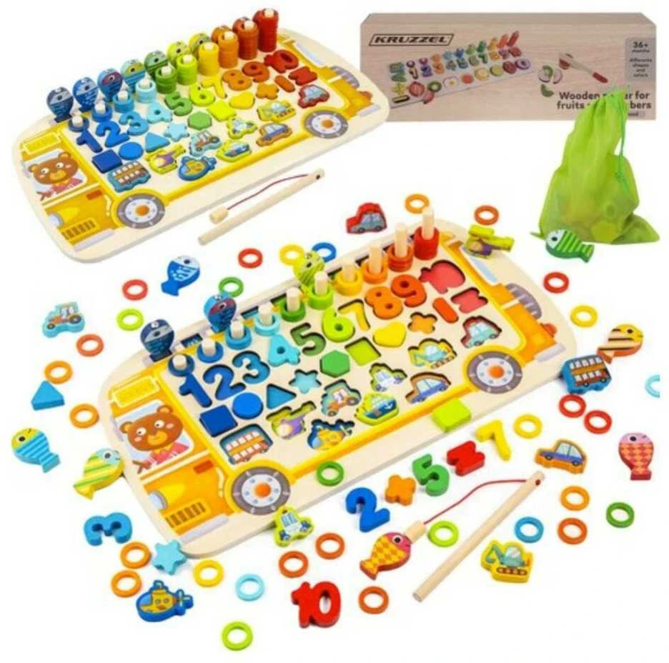 Kruzzel Medinė dėlionė - rūšiuotojas 6in1
