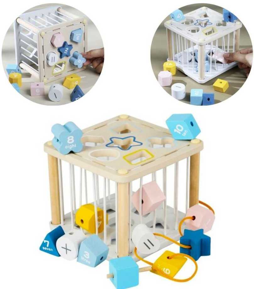 Kruzzel Sorter - wooden sensory cube 22885