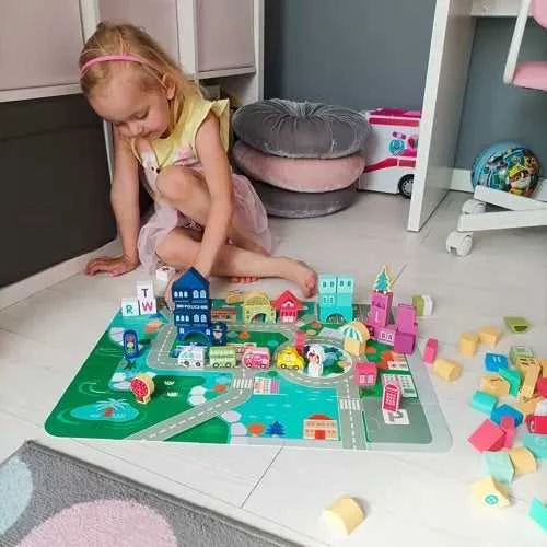 Kruzzel Medinės kaladėlės - miestas 100 vnt.