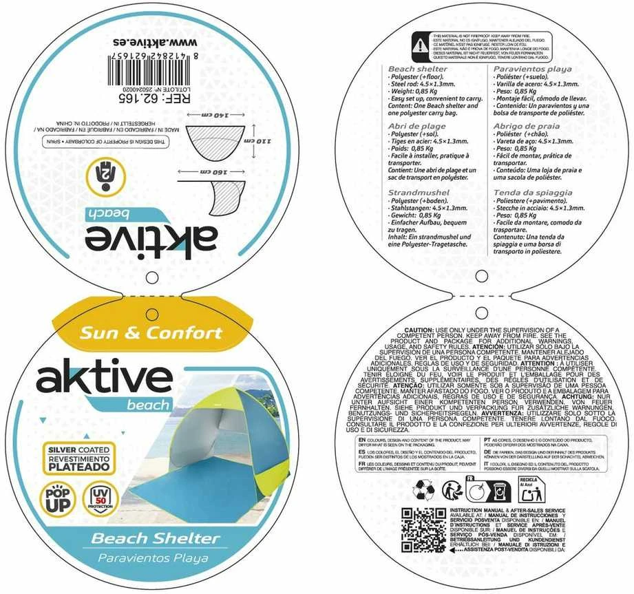Aktive COLOR BABY 62165 Paplūdimio palapinė geltona ir-nieb