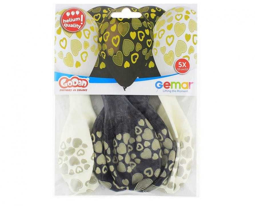 Meilės balionas „Auksinės širdelės“, 5 dalių 13 colių (33 cm)
