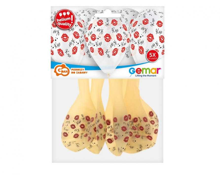 GoDan Balony 13" Prem.Hel Kiss Kiss A5 GS120/946 40600