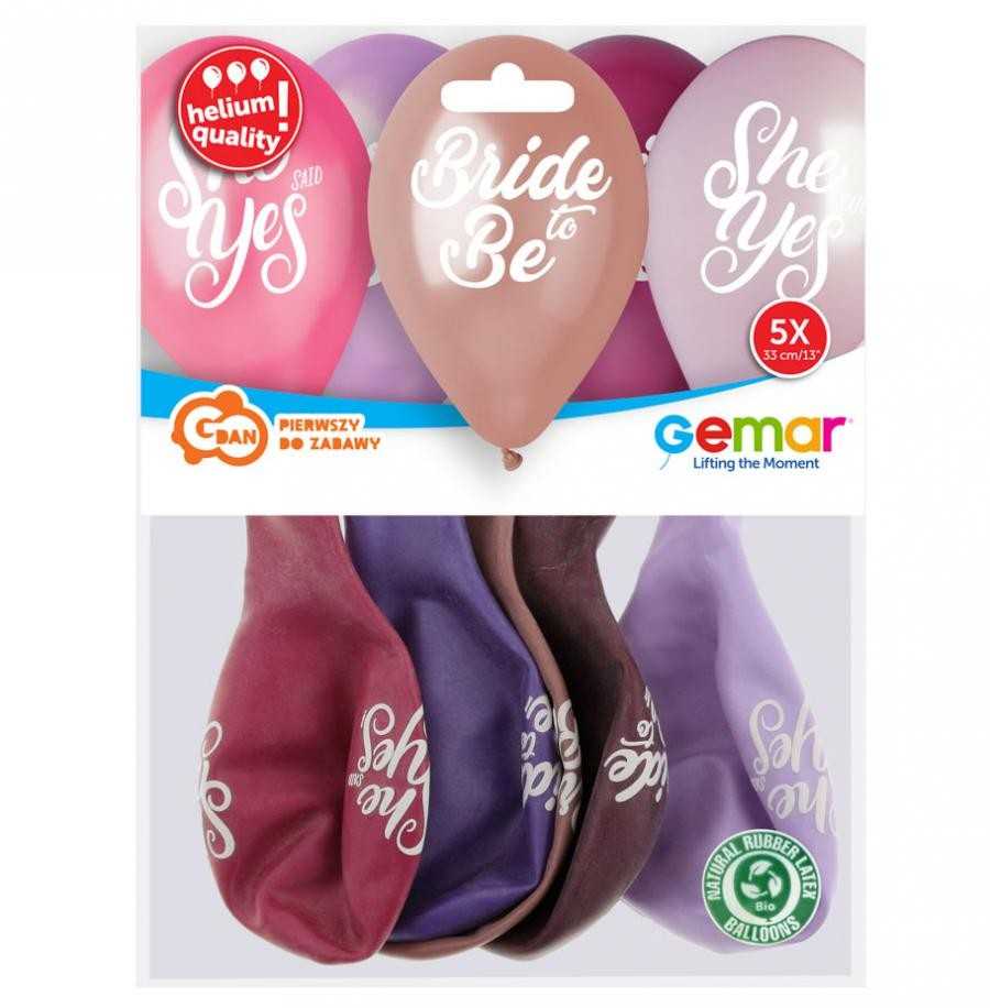 Mergvakario ir damų vakarėlio balionai, 5 vnt. 13 colių (33 cm)