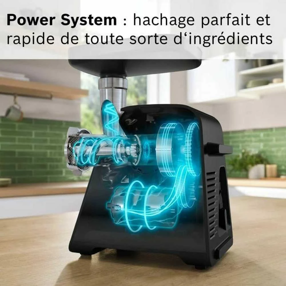 Bosch MFWS640B Serija 6, Mėsmalė, MultiPower, 2100 W, Juoda, sidabrinė metalo