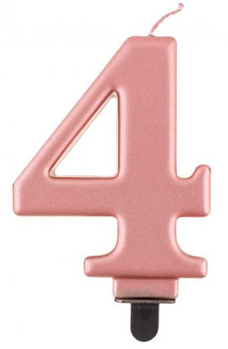 GoDan gimtadienio žvakė "4" rožinio aukso 8 cm