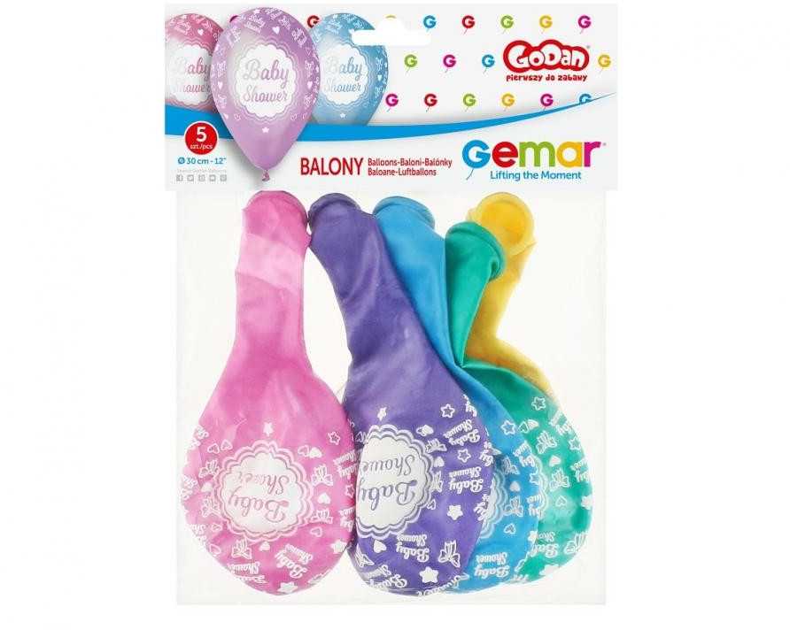 GoDan GMR Metaliniai balionai Baby Dušas - 30 cm - 5 vnt.