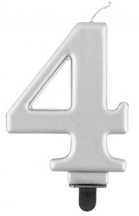 GoDan Gimtadienio žvakė "4" sidabro 8cm