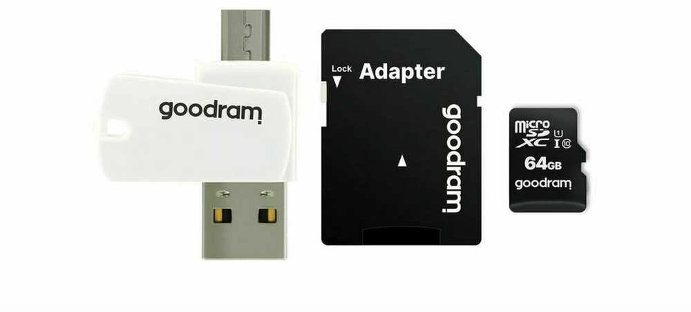 GOODRAM 128GB microSDXC 10 klasės UHS I + adapteris + skaitytuvas