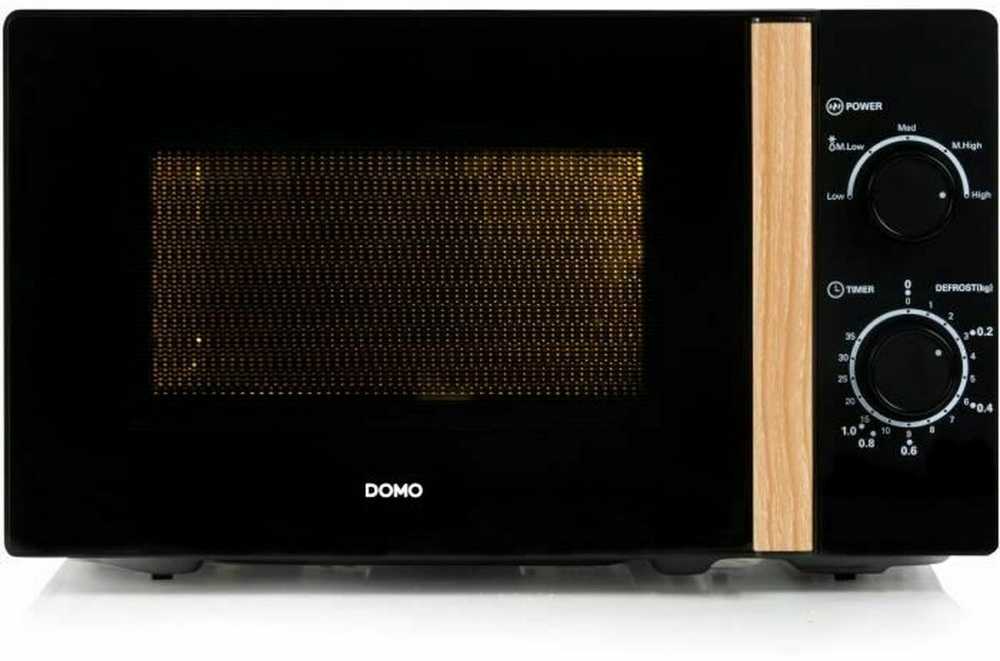 DOMO DO2820 mikrobangų krosnelė orkaitė - 20L - 700W - 35 min laikmatis - Atitirpinimo funkcija - L44 x D35,8 x A 25,8 cm - Juodas medžio apdaila