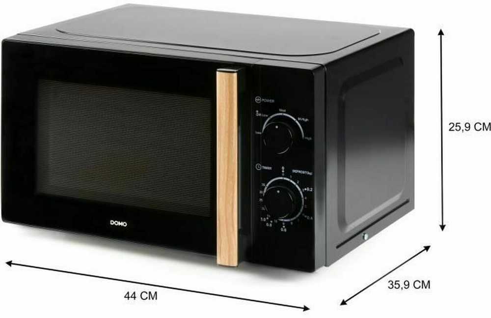 DOMO DO2820 mikrobangų krosnelė orkaitė - 20L - 700W - 35 min laikmatis - Atitirpinimo funkcija - L44 x D35,8 x A 25,8 cm - Juodas medžio apdaila