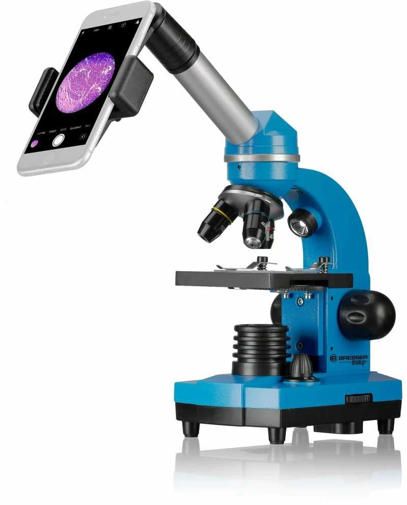 Mikroskopas Bresser Junior Biolux SEL 40–1600x, mėlynas