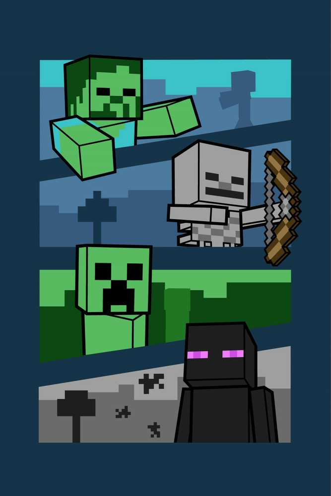Kocyk polarowy 100x150 Minecraft 2022 Mobs and Shadows pled dziecięcy JF 02