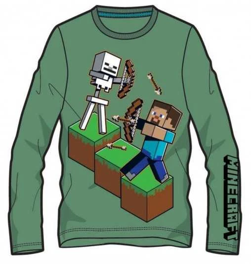 "Minecraft" Steve ir Skeletonas vaikiški marškinėliai ilgomis rankovėmis