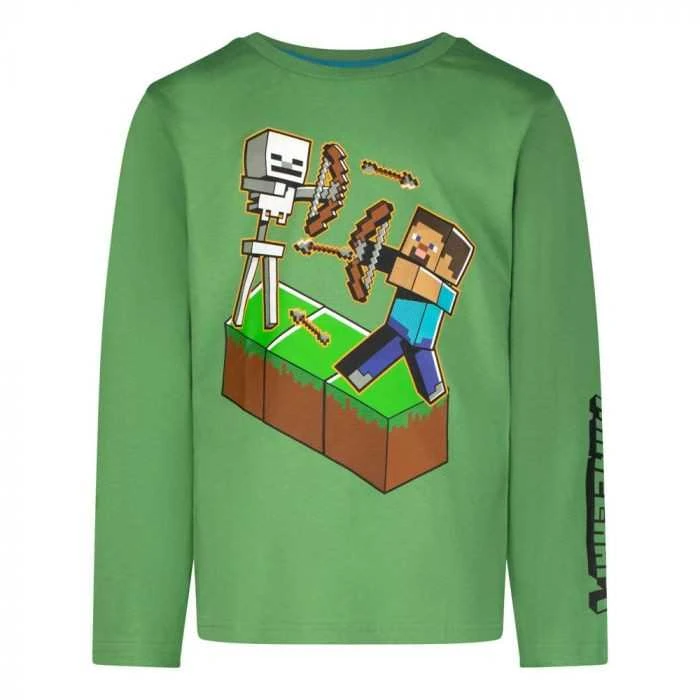 "Minecraft" Steve ir Skeletonas vaikiški marškinėliai ilgomis rankovėmis