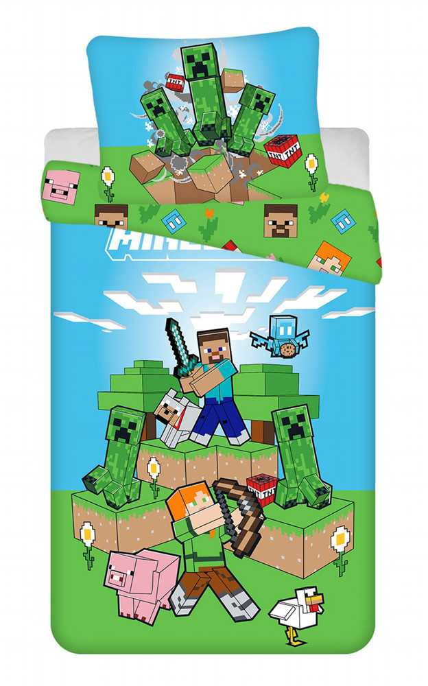 Patalynės komplektas Patalynė bawełniana 140x200 Minecraft Outdoor Mobs poszewka 70x90 Kids25
