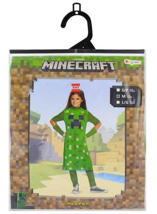 Minecraft Creeper klasikinis mergaitės kostiumas 7-8 metams