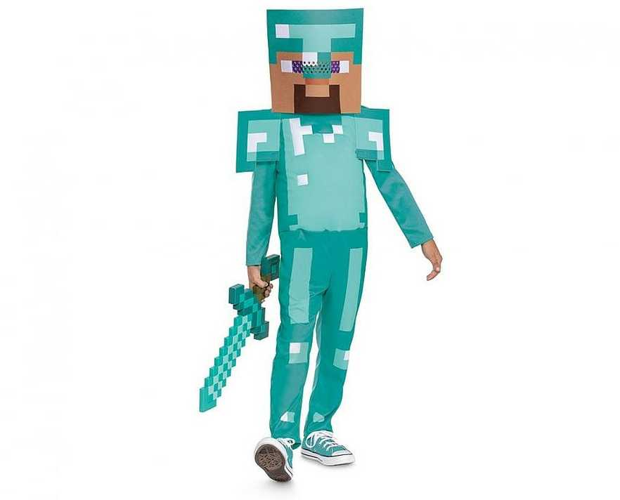 Minecraft Steve'o Diamondo kostiumas 3-4 metų vaikams
