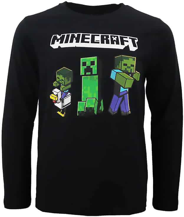 Minecraft Tamsūs vaikiški ilgomis rankovėmis marškinėliai, 8-12 metų