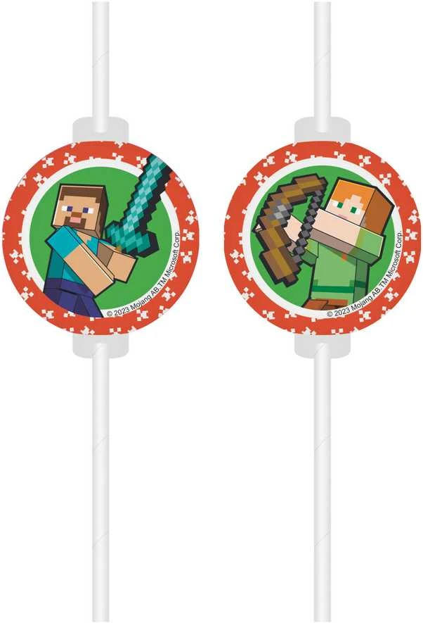 „GoDan“ popieriniai šiaudeliai su „Minecraft“ medalionu, 4 vnt.
