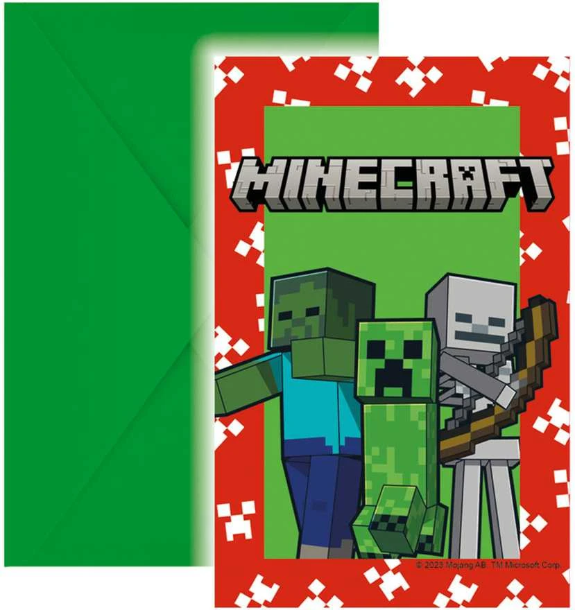 „GoDan“ kvietimai su „Minecraft“ vokais, 6 vnt.
