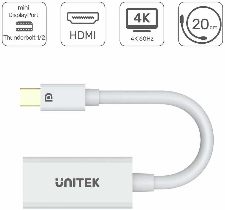 UNITEK Y-6331 Unitek Adapteris miniDisplayPort prie HDMI F, 4K, Y-6331