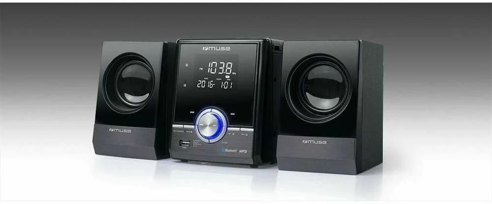 Muzikinis centras Muse Micro System CD/MP3/USB su Bluetooth M-38BT Juodas/Sidabrinis, AUX in, Signalizavimo funkcija