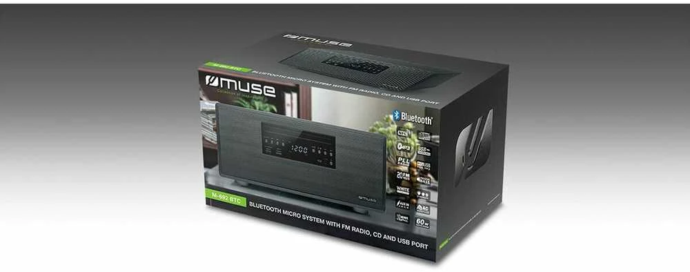 Muzikinis centras Muse | Bluetooth Micro System | M-692 BTC | 2 x 30 W | Bluetooth | Belaidė jungtis | NFC features | Juodas