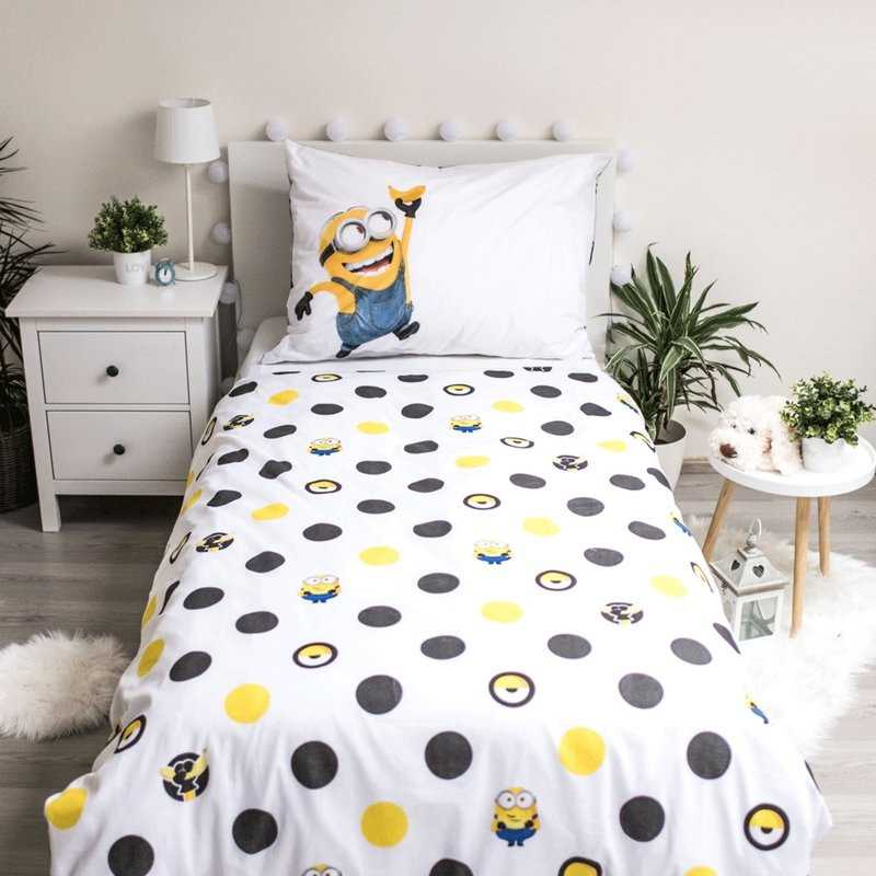 Patalynė bawełniana 140x200 Minionki pilka poszewka 70x90