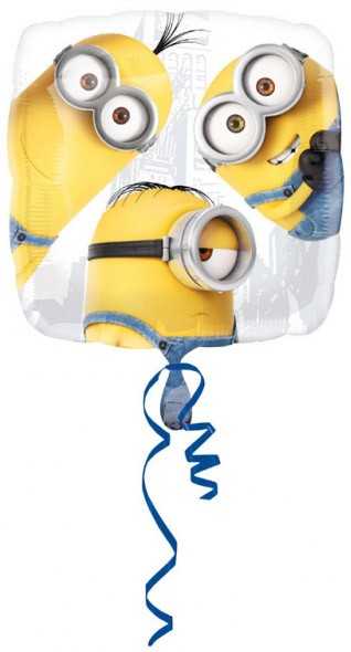 AMSCAN Kvadratinis geltonos spalvos folijos balionas Minions su heliu
