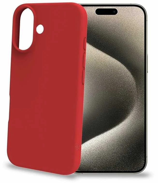 Celly Cromo minkštas guminis dėklas iPhone 16, raudonas