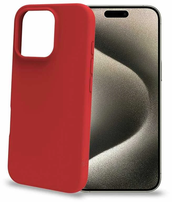 Celly Cromo minkštas guminis dėklas iPhone 16 Pro, raudonas