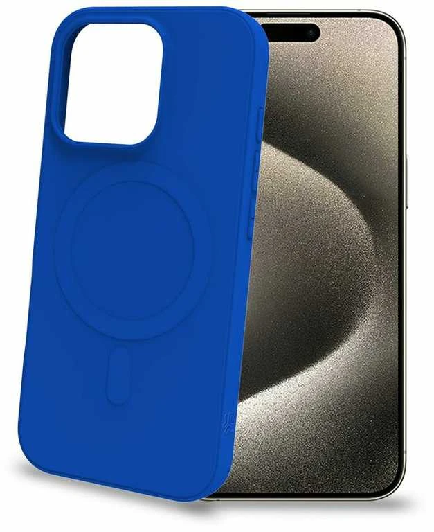 Celly Cromomag magnetinis minkštas guminis dėklas „MagSafe iPhone 16 Pro“ mėlynas