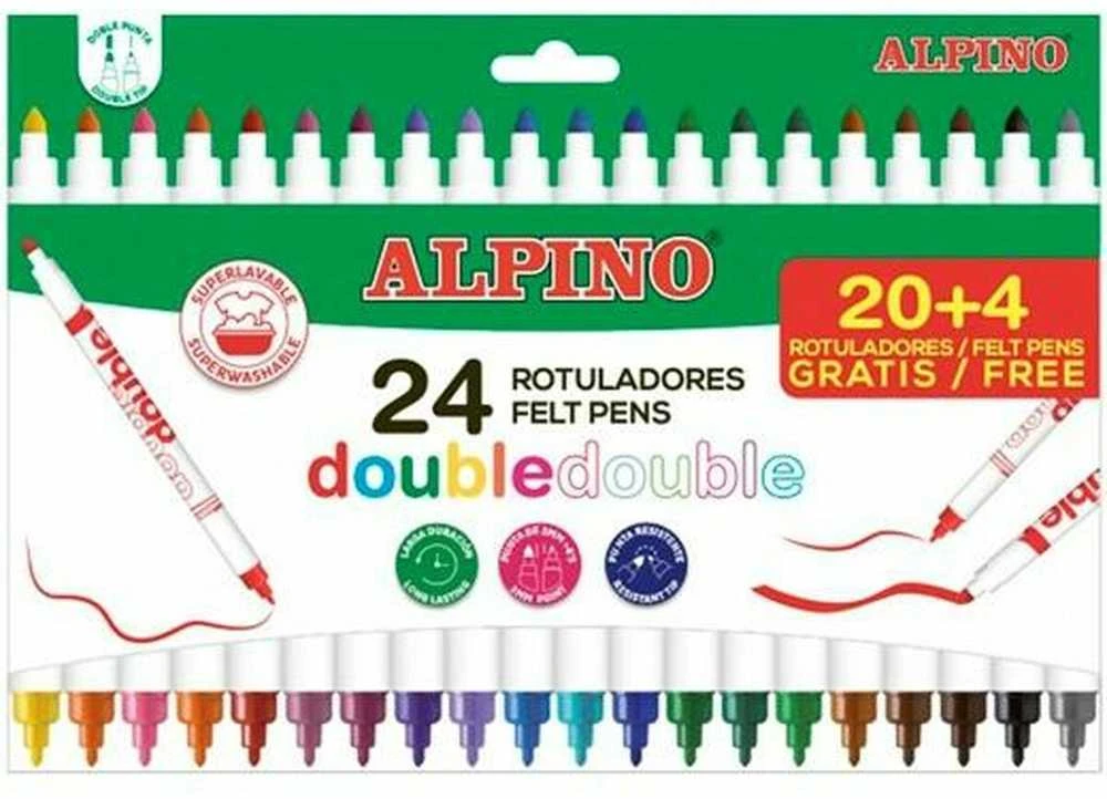 Flomasteriai Alpino 1AAR002058N, dvipusiai, 24 vnt.
