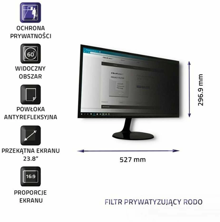 QOLTEC 51059 Qoltec Privatizuojantis filtras RODO | 23,8 | 16:9
