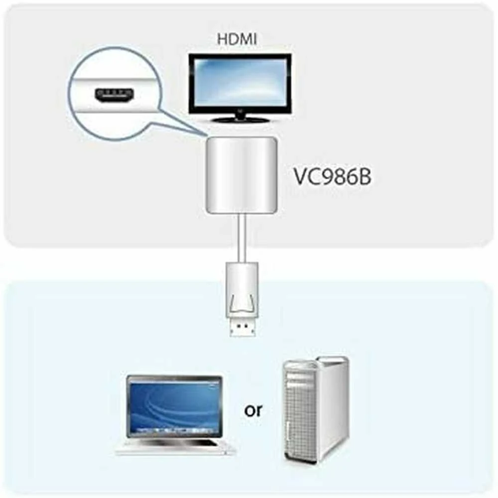 Aten | Tikrasis 4K DisplayPort į HDMI 2.0 aktyvus adapteris | VC986B | DP į HDMI
