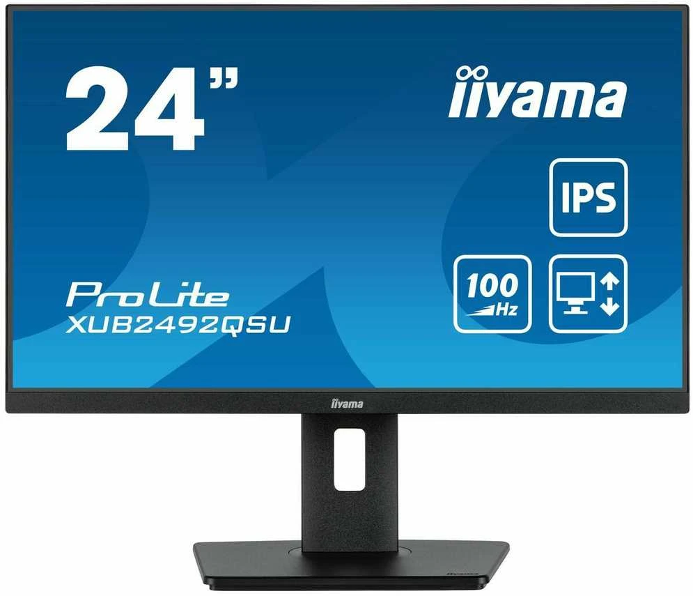 Monitorius IIYAMA XUB2492QSU-B1 24 colių ETE IPS skydelis 2560x1440 100Hz QHD 05ms MPRT FreeSync 15cm Aukštis Adj. Stovas 300cd/m2 HDMI DisplayPort