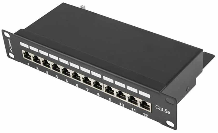 LANBERG PPF5-9012-B Lanberg Patch Panel 10, 12 port 1U, cat.5e, juodas