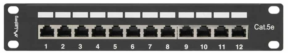 LANBERG PPF5-9012-B Lanberg Patch Panel 10, 12 port 1U, cat.5e, juodas