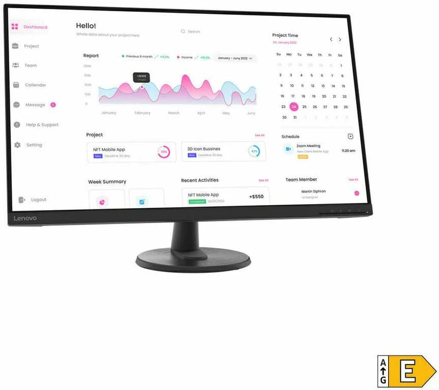 Monitorius Lenovo D32-40, 31.5'', VA, 1920 x 1080, 60 Hz, 4 ms
