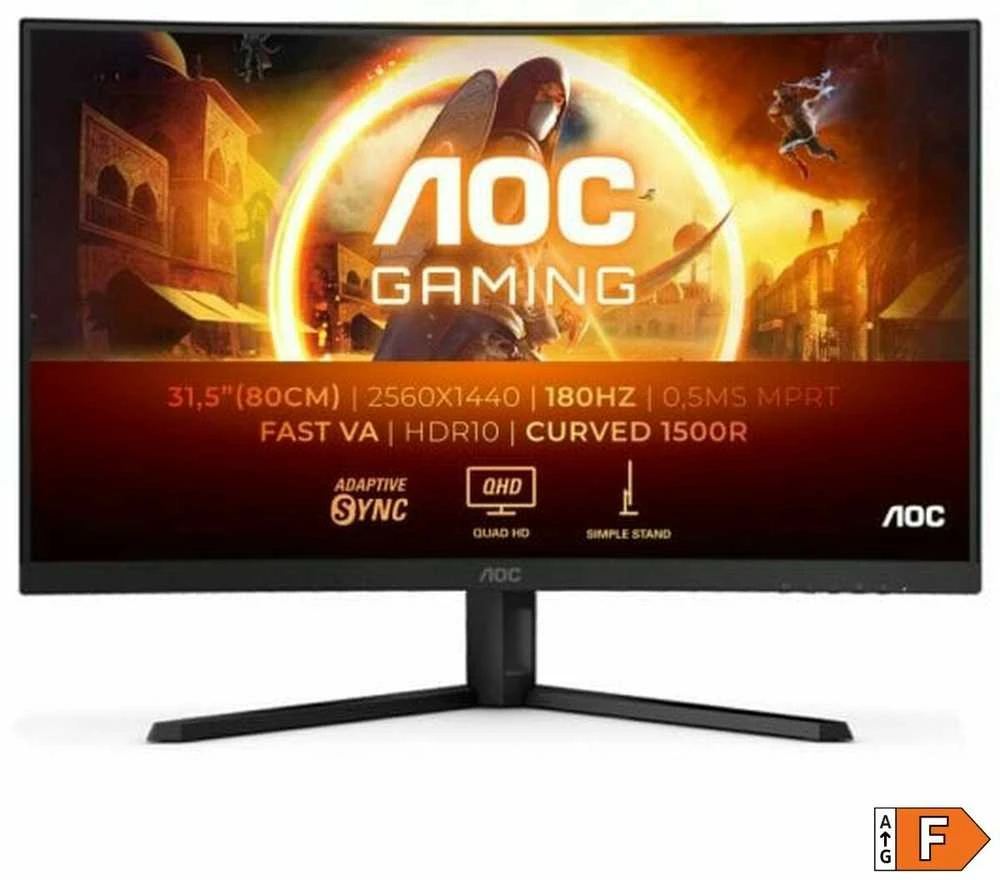 Žaidimų monitorius AOC CQ32G4VE, 31.5",Curved/ VA panel/ QHD(2560x1440), /180 Hz/ 0.5 ms, HDR10, FreeSync Premium HDMI, DisplayPort